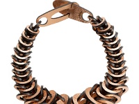 AW15-RGLU ROSE GOLD   Mebsuta Leather Necklace Rose gold patent leather necklace featuring black accented edges.